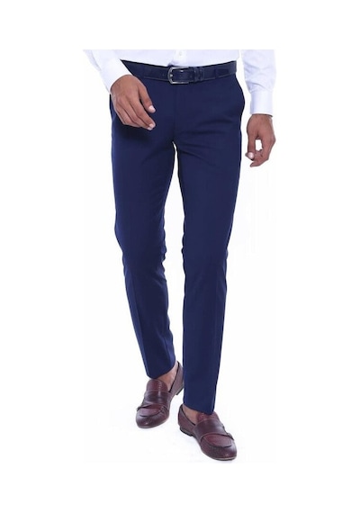 Düz Slim Fit Lacivert Erkek Kumaş Pantolon - Wessi Siyah