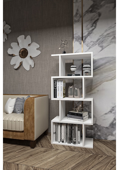 Dekoratif Kitaplık,dörtgen Kitaplık,aksesuar Köşesi,%100 Mdf Beyaz