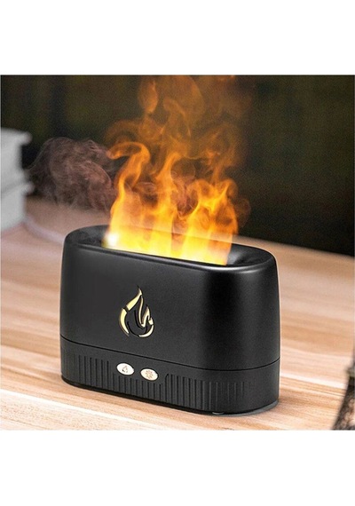 Ultrasonic Hava Nemlendirici Buhar Makinesi Alev Efektli 3d Aroma Difüzör Siyah