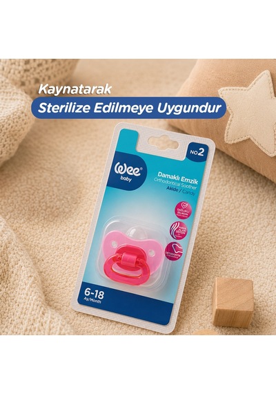 Wee Baby Akide Damaklı Silikon Emzik 6-18 Ay Pembe