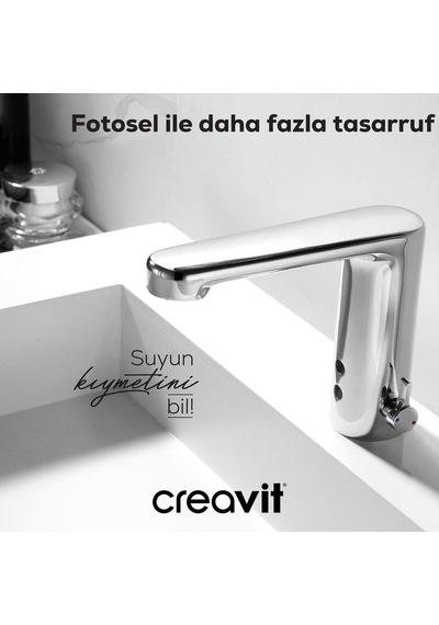 Creavit Fotoselli Lavabo Armatürü Çift Su Girişli Krom Bt.es2410