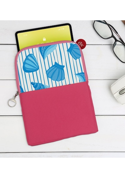 Bk Gift Deniz Kabukları Tasarımlı Taşınabilir Koruyucu Tablet Kılıfı & Organizer Çanta - Pembe-2