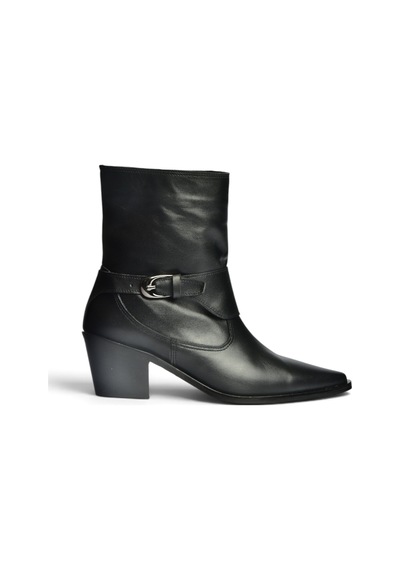 Fox Shoes Z654037703 Siyah Hakiki Deri Alçak Topuklu Western Kadın Bot