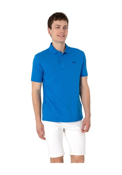 U.S. Polo Assn. Erkek Regular Fit Polo Yaka Basic T-shirt Kobalt