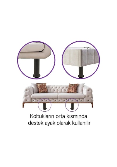 Golwo Ayarlanabilir Destek Ayağı 15 X 23 Cm Siyah Ayak Mobilya Kanepe Baza Koltuk Ünite 4adet Ayk. Diğer