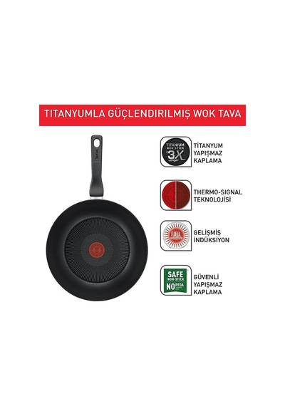 Tefal Titanium Force 28 Cm Wok Tava Siyah