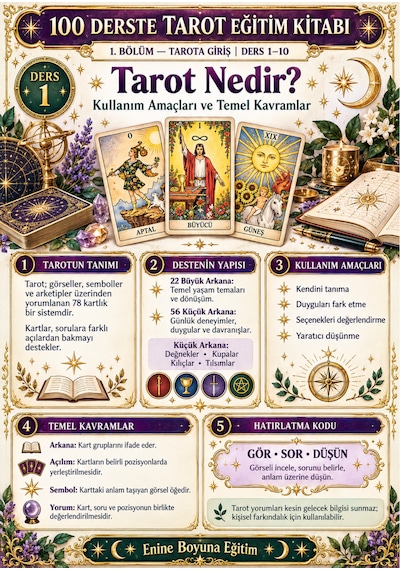Tarot Eğitim Kitabı 22 Büyük Arkana Kart İlaveli