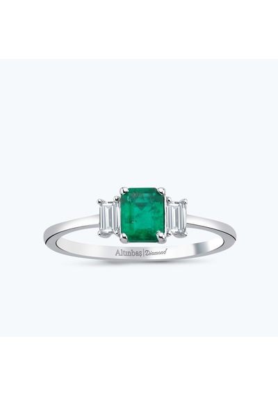 Altınbaş Pırlanta Zümrüt Emerald Kesim Yüzük Mkm109z-14k