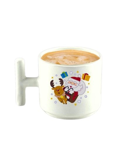 Deepcraft Best Quality 'noel Baba1' T Kulplu Kupa Yılbaşı,sevgililer Günü, Hediyelik Kupa 185ml Beyaz