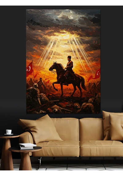 Ahşap Tablo Gün Batımı At Atatürk