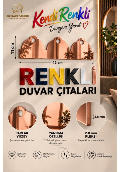 Lucitart 2.8 Mm Renkli Pleksi Duvar Çıtası 42x11 Cm Parlak Dekoratif Duvar Bordürü Boyama Gerektirmez Pleksi Duvar Çıtası Rose Gold Lucitart 2.8 Mm Renkli Pleksi Duvar Çıtası 42x11 Cm Parlak Dekoratif Duvar Bordürü Boyama Gerektirmez Pleksi Duvar Çıtası Rose Gold