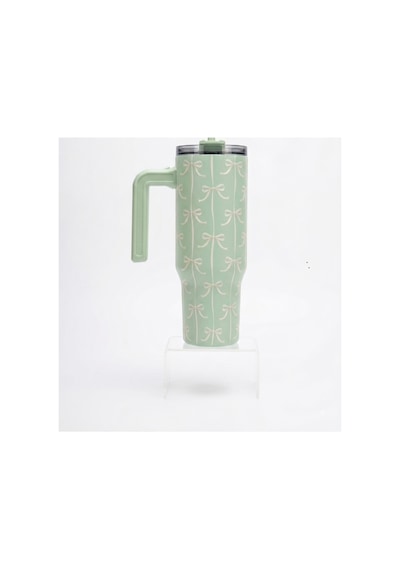 Hydrapeak Kurdele Desenli Su Yeşili Pipetli Termos / Tumbler Kulplu 946ml Yeşil