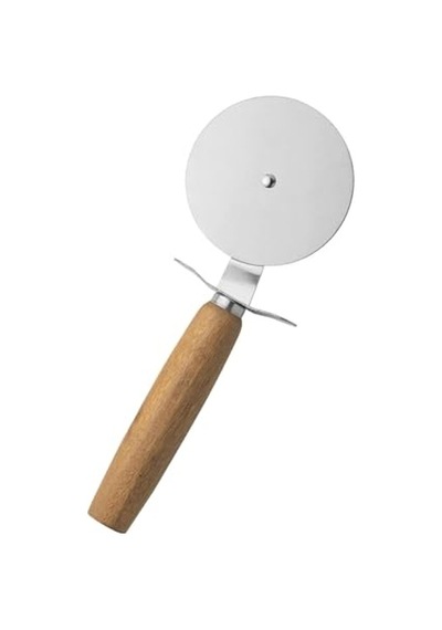 Pizza Kesici Ahşap Saplı Paslanmaz Çelik, Yuvarlak Bıçaklı Pizza Dilimleyici Ergonomik, Dayanıklı, Şık T Diğer