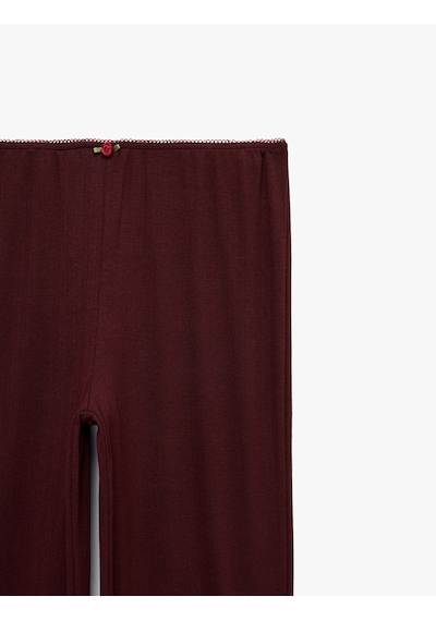 Koton Beli Lastikli Viskon Karışımlı Rahat Kesim Pijama Altı Bordo 6slk40084mk