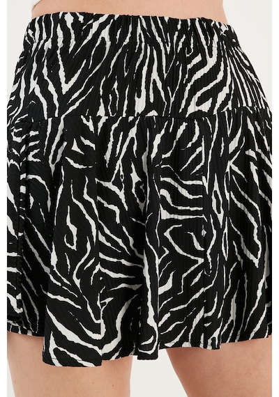 Lela Beli Lastikli Mini Şort Bayan Etek 5864024 Siyah-Zebra Lela Beli Lastikli Mini Şort Bayan Etek 5864024 Siyah-Zebra