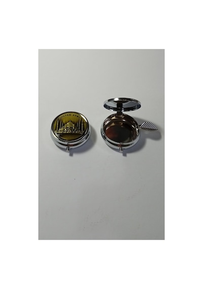 Mini Taşınabilir Cep Küllüğü - Mini Cep Küllüğü - Çanta Küllüğü 5cm - Sultanahmet Desenli Kapaklı Metal Mini Kül Tabağı