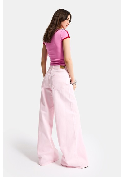 Itsbasic Kadın Açık Pembe Hera 6s6-98 Palazzo Fit Bol Kesim Denim Jean