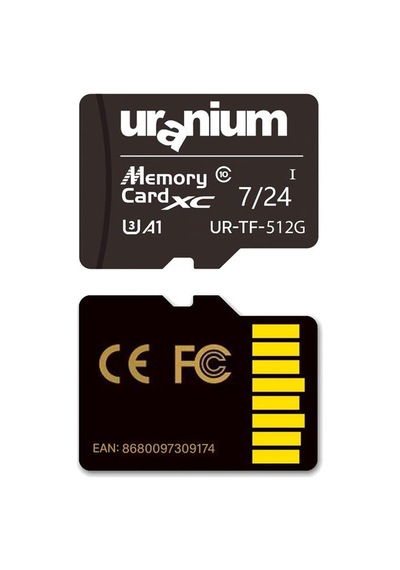 512gb Uranıum Ur-tf-512g Mıcro Sd Card U3 7/24 Surveıllance 100/40mbs Industrıal Hafıza Kartı 3 Yıl