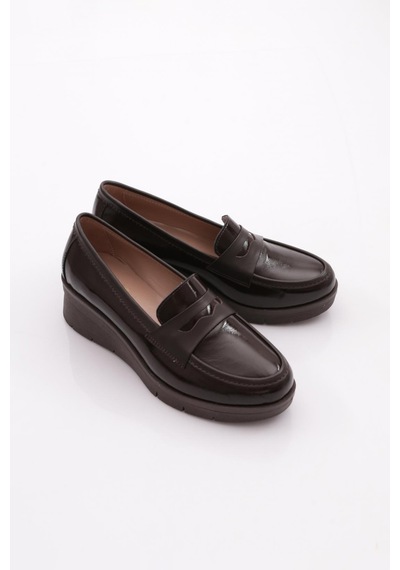 Dgn 1042 Kadın Loafer Ayakkabı Kahve Rugan