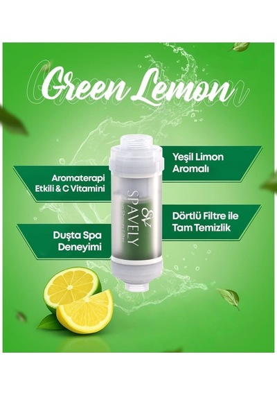 Spavely Yeşil Limon Duş Başlığı Filtresi Arıtması Güney Kore Menşei Klor Kireç Karşıtı Hoş Kokulu 150 Gr Beyaz