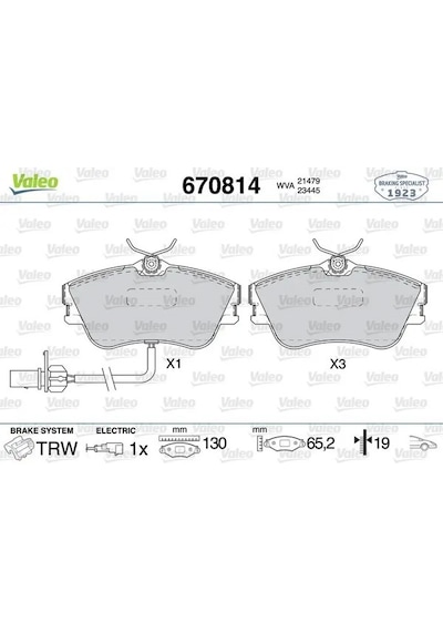Valeo 670814 On Fren Balatasi 7d0698151b 7d0698151g