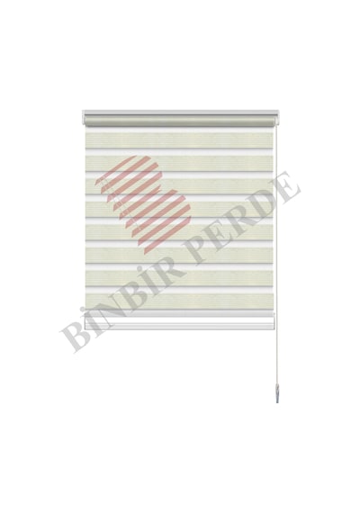 Binbirperde Krem Pileli Zebra Stor Perde Ev/ofis Perdesi Aluminyum Sistem