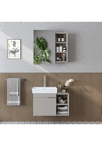 Likya Mdflam Lavabolu Banyo Dolabı Takımı, Tek Kapaklı 72 Cm Lavabolu Banyo Alt Dolabı + Üst Dolabı Kumtaşı Likya Mdflam Lavabolu Banyo Dolabı Takımı, Tek Kapaklı 72 Cm Lavabolu Banyo Alt Dolabı + Üst Dolabı Kumtaşı