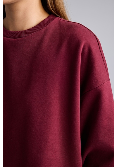 Defacto Oversıze Bisiklet Yaka Basıc Kalın Sweatshirt F9628ax26aubr115 Bordo-br115