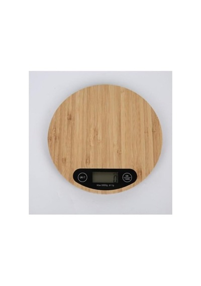 Bambu Ahşap Mutfak Terazisi, Dijital Ekran, 20x20 Cm, Gram/lbs/ons Çok Renkli