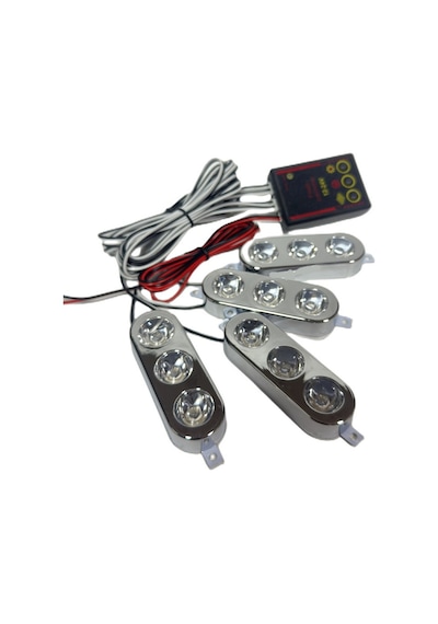 Çakar Lamba 3x4 Led Kırmızı-mavi 12-24v / Lapa535-2
