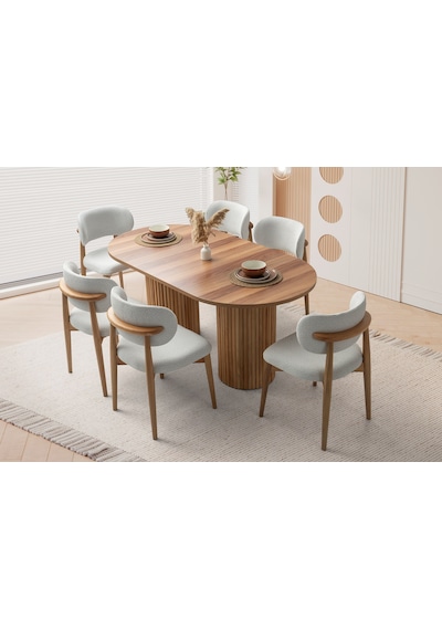 Alya Mdf Yemek Masası+6 Sandalye Krem