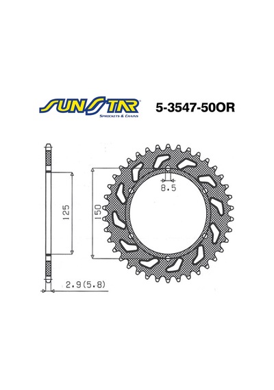 2012-2016 Ktm 125 Exc Uyumlu Arka Dişli Sunstar 5-3547-50Or (522575699)