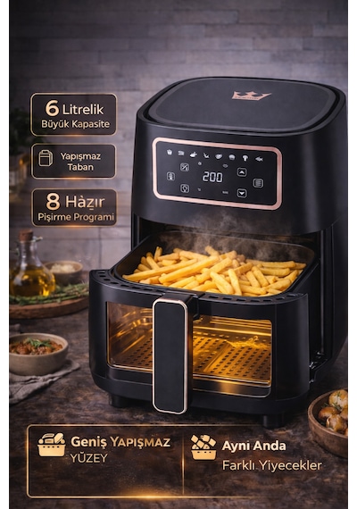 Hiking HAF-508 Airfryer 6 LT Yağsız Fritöz