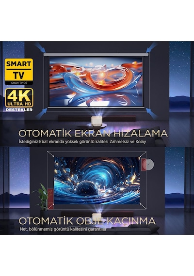 Vankyo Aurzen Boom 3 WiFi + Bluetooth 300 Inç 4K Smart TV Projeksiyon Cihazı Altın