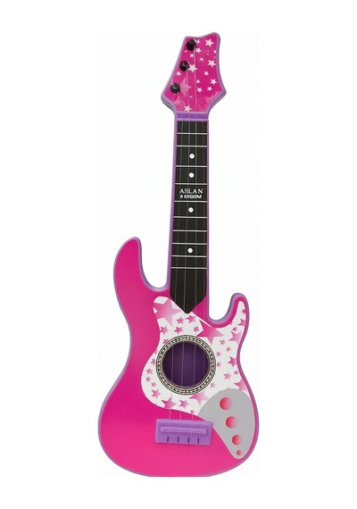 Rock Gitar 50 Cm Akort Edilebilir Oyuncak Pembe