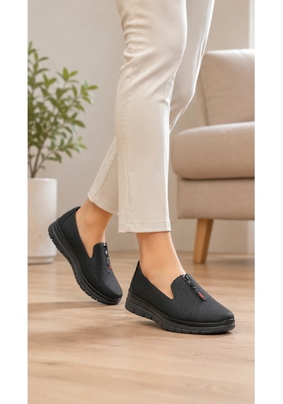 Homiro Kadın Nefes Alan Hafif Loafer Bej Siyah Homiro Kadın Nefes Alan Hafif Loafer Bej Siyah