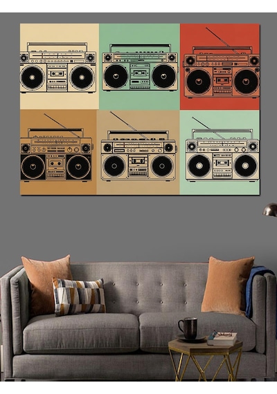 Retro Kasetçalar Radyolar Koleksiyonu Dekoratif Kanvas - Mdf Ahşap Tablo