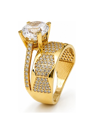 Yazıcılar 14 Ayar Altın Premium Model Golden Aura Tektaş Yüzük 00420