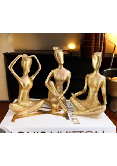 09cm-18cm Lik Kırılmaz Polyester,3 Lü Yoga Yapan Kızlar Biblo