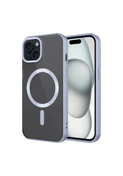 Apple iPhone Uyumlu 15 Kılıf Mat Tasarımlı M-safe Wireless Şarj Özellikli Zore Mat Setro Kapak Gümüş