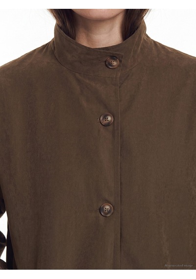 Lcw Modest Kahverengi Oversize Gabardin Kadın Trençkot