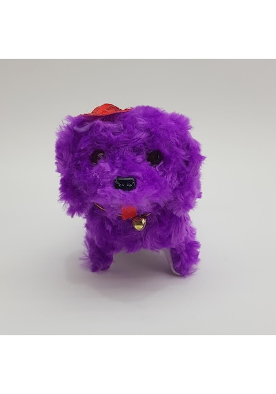 Pilli Sesli Yerde Yürüyen Sevimli Köpek Mor