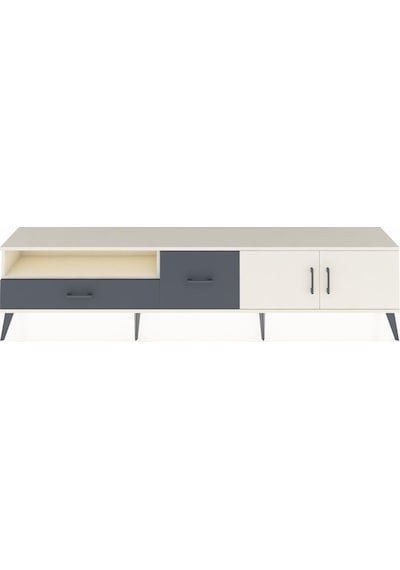 Arges Tv Ünitesi 2 Raflı 2 Çekmeceli 2 Kapaklı 220x30x51 Aytaşı-aytaşı/antrasit Aytası/antrasıt - Aytası