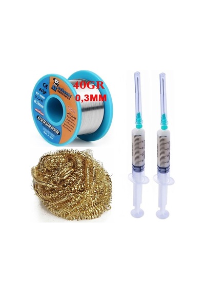 Mechanic /lehim Teli 40gr 0,3mm Flux Lehim Toplama Havya Ucu Temizleme Teli Set St03