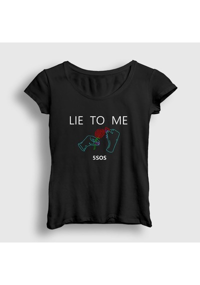 Presmono Kadın Lie 5 Seconds Of Summer T-shirt Siyah