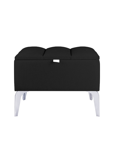 Vetra Mini Royal Siyah Kumaş Sandıklı Dekoratif Puf&bench-dilimli Model-gümüş Ayak-modern Puf