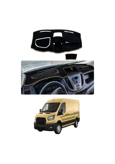 Ford - Transit 2015-2022 Uyumlu Torpido Koruma Kılıfı - Taba Şeritli