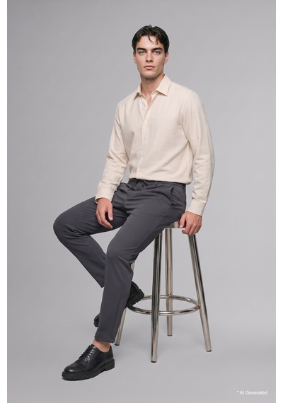 Defacto Regular Fit Polo Yaka Modal Uzun Kollu Gömlek H5254ax26auer105 Ekru-er105