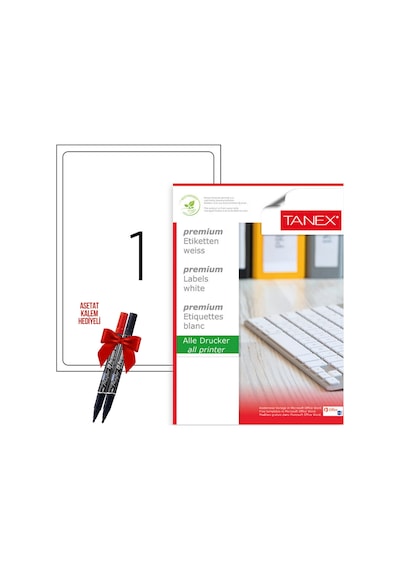 Tanex Tw-2001 199x289 Mm Laser Etiket 100 Tabaka 2'li Asetat Kale