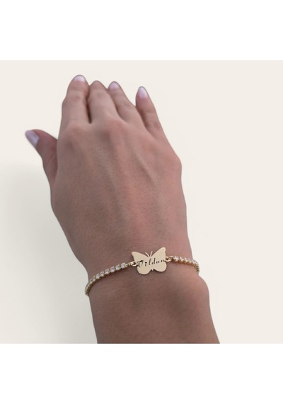 Archin Vildan İsmine Özel Beyaz Taş Detaylı 14 Ayar Altın Plakalı Kelebek Motifli Hediye Bileklik-342isim Altın Archin Vildan İsmine Özel Beyaz Taş Detaylı 14 Ayar Altın Plakalı Kelebek Motifli Hediye Bileklik-342isim Altın